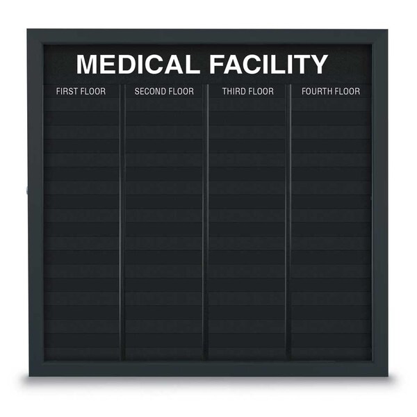 United Visual Products Corkboard, Fabric, Brnz/Buff, 2 Door, 48x48" UV3055-BRONZE-BUFF - main